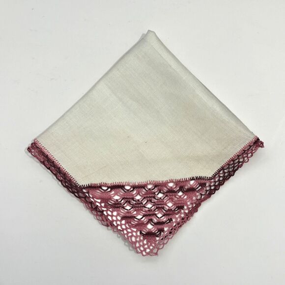 Irish Linen Bridesmaid Handkerchief Wedding Crochet Lace Cottagecore Granny - Picture 1 of 5